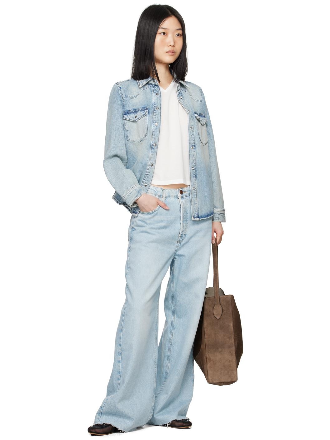 Blue Fitted Heritage Denim Shirt - 4
