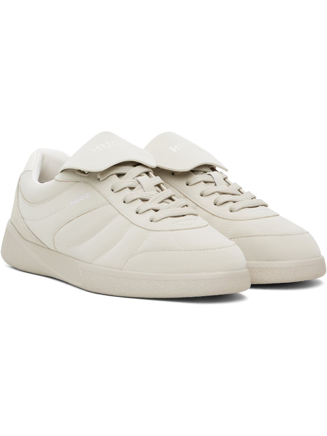 Beige Foldover Tongue Sneakers - 4