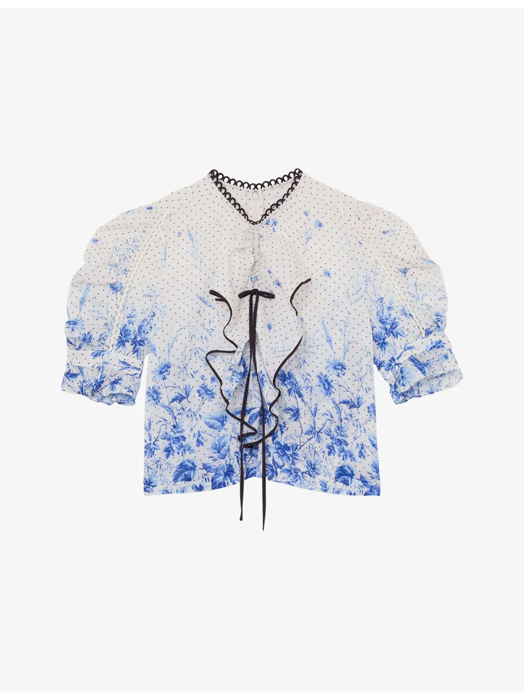 Minnie Floral-Print Ruffled Cotton Blouse - 1