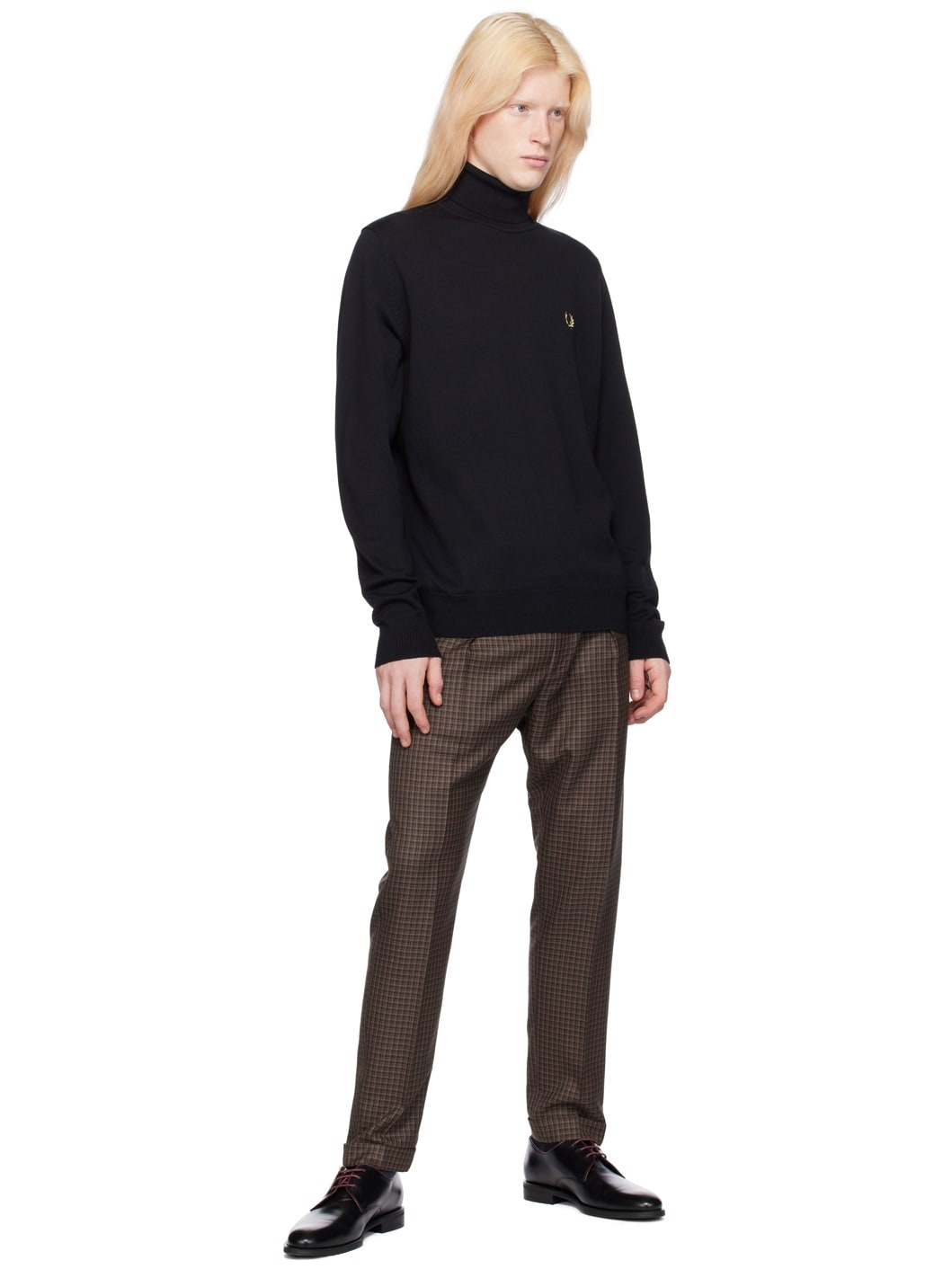 Black Embroidered Turtleneck - 4