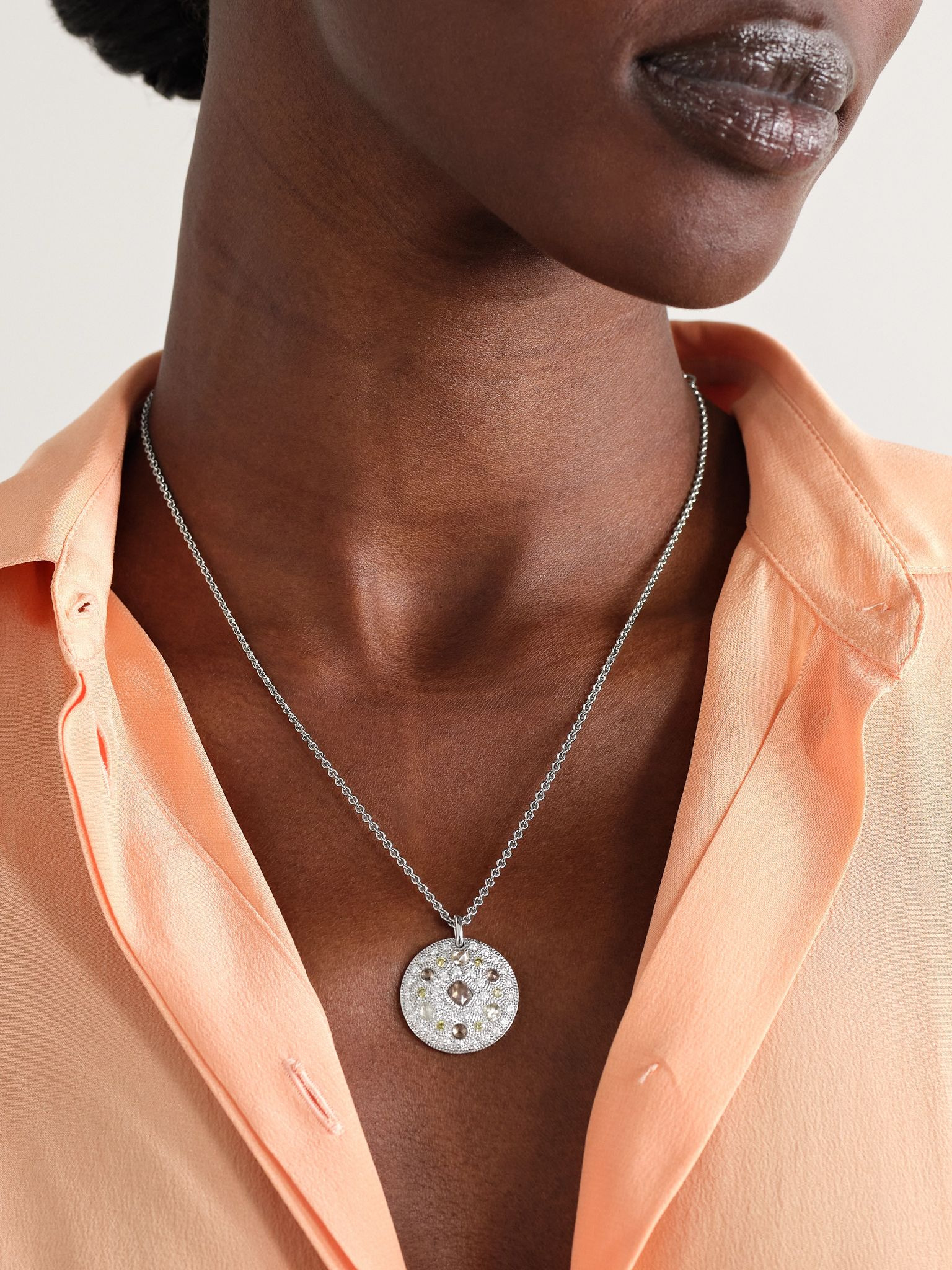 Talisman Medal 18-karat white gold diamond necklace Silver - 2