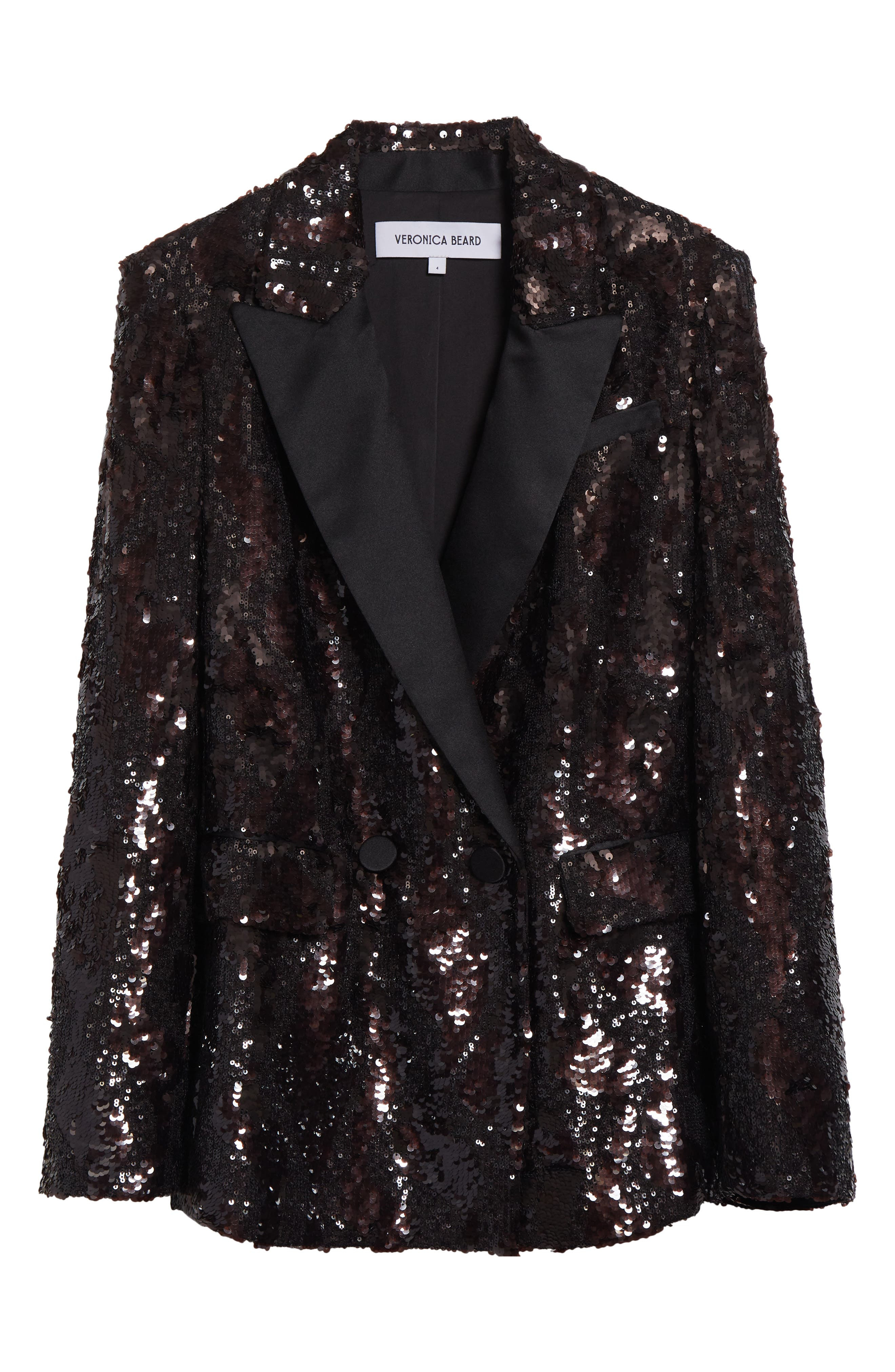 Veronica Beard Sevyn Sequin Double Breasted Dickey Evening Jacket in Dark Currant at Nordstrom - 7
