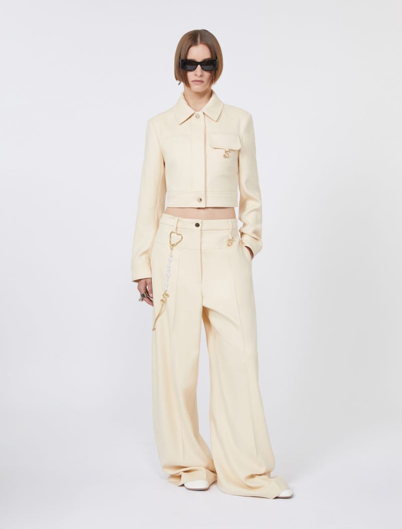 Sportmax Short washed gabardine jacket - vanilla outlook