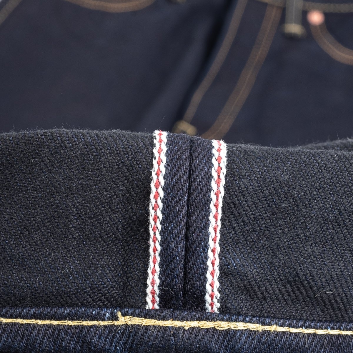 IH-888S-21ib 21oz Selvedge Denim Medium/High Rise Tapered Cut Jeans - Indigo/Black - 11