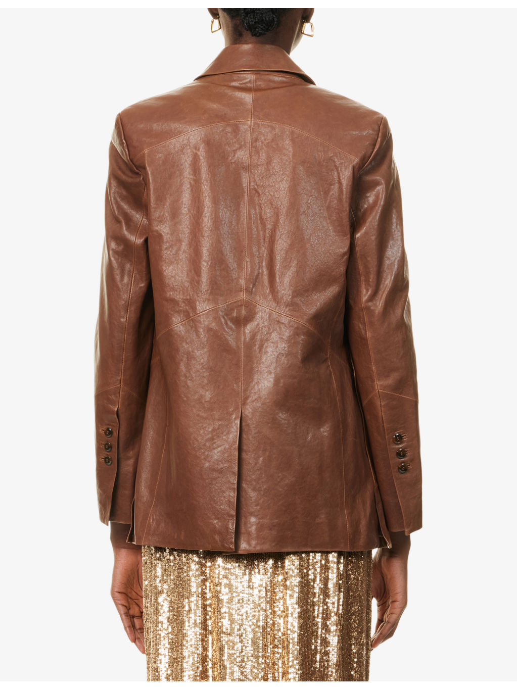 James Peak-Lapels Leather Blazer - 4