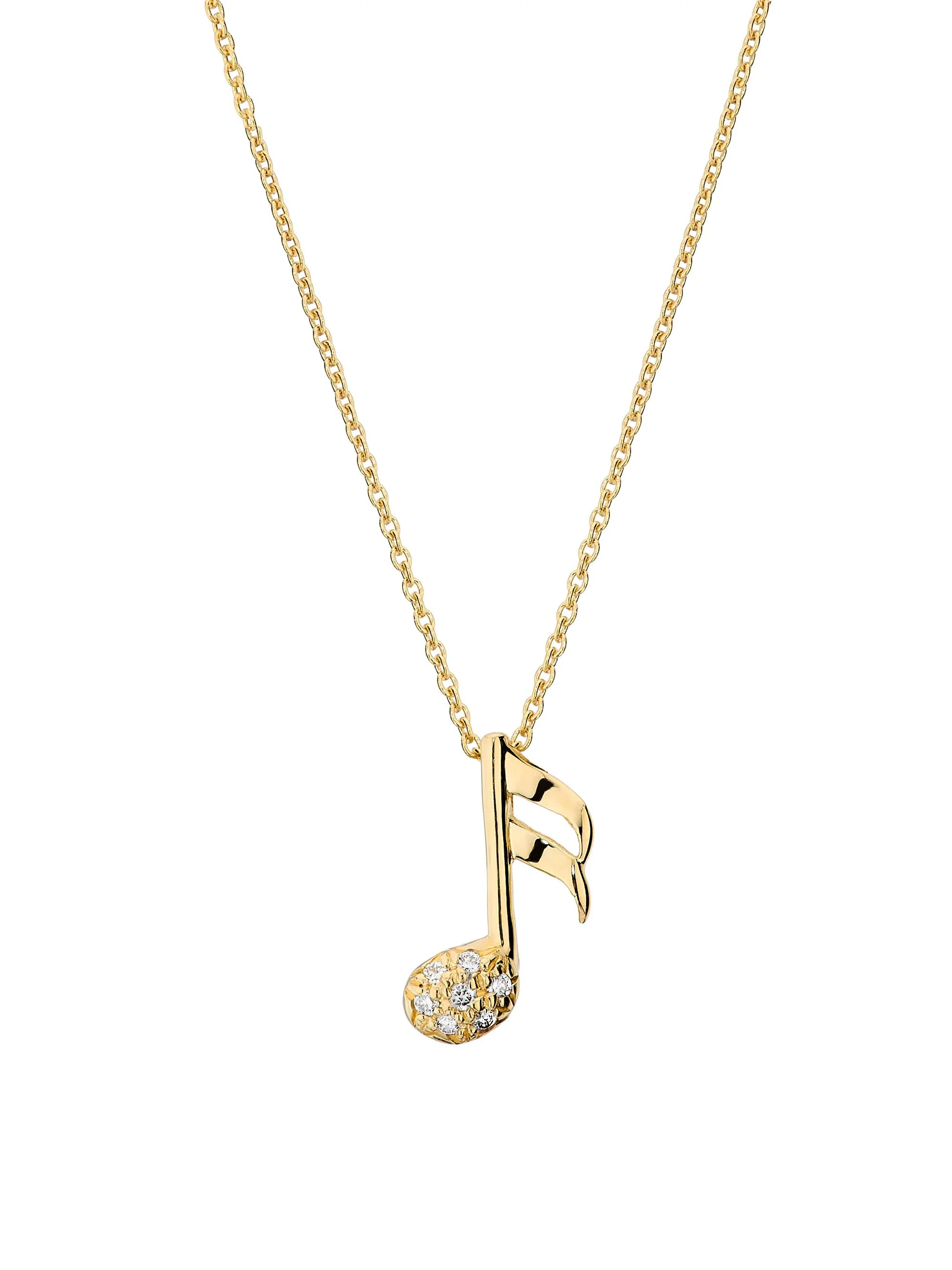Women's Tiny Treasures 18K Yellow Gold & 0.05 TCW Diamond Music Note Pendant Necklace - Yellow Gold - 1