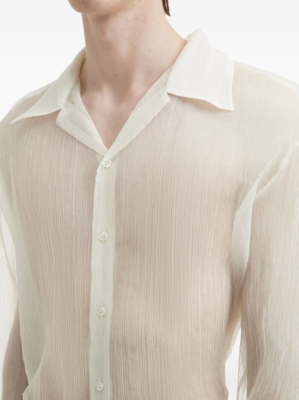 sheer button-up shirt - 5