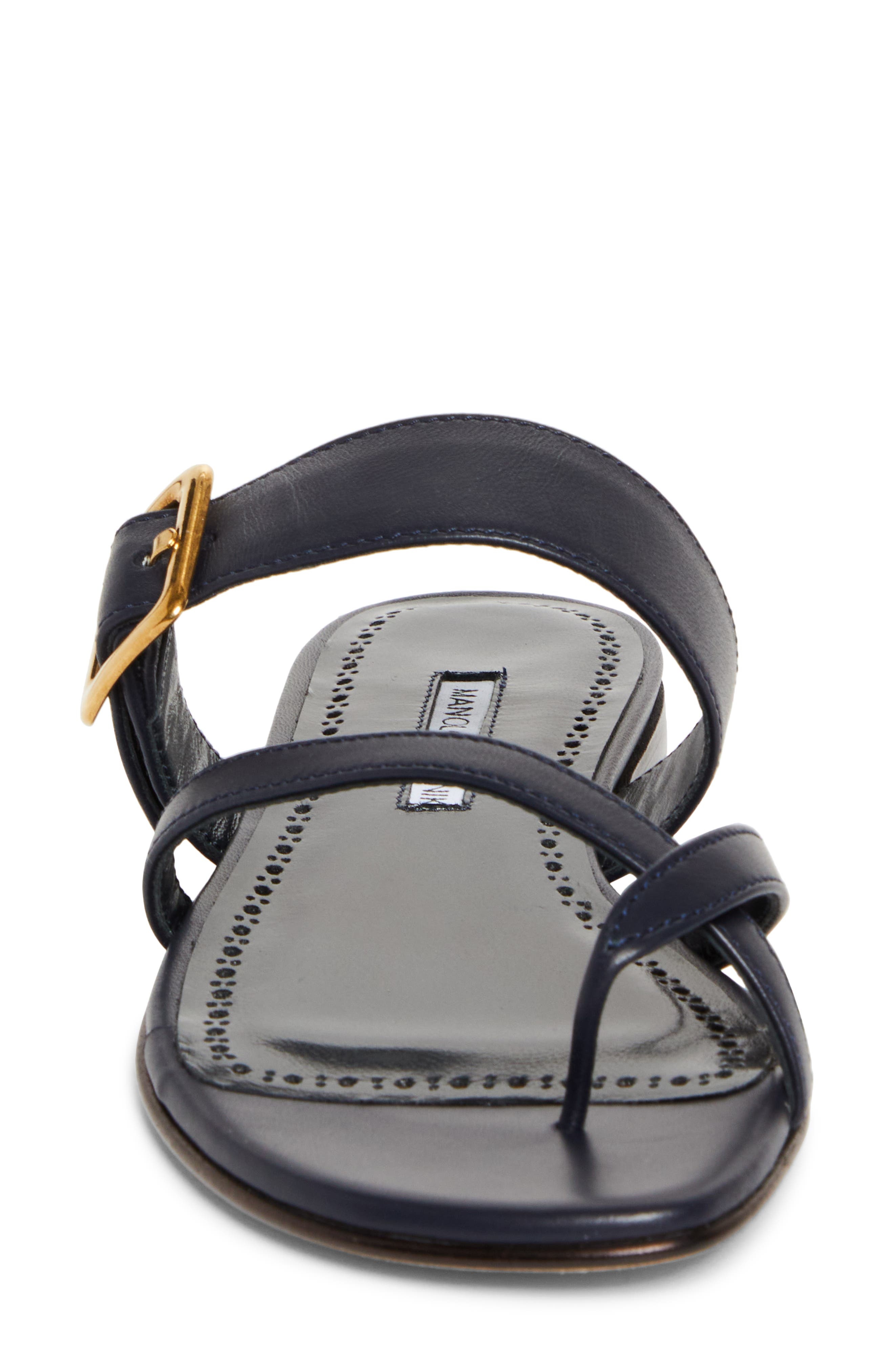 Manolo Blahnik Thalusa Flat Sandal in Navy at Nordstrom - 4