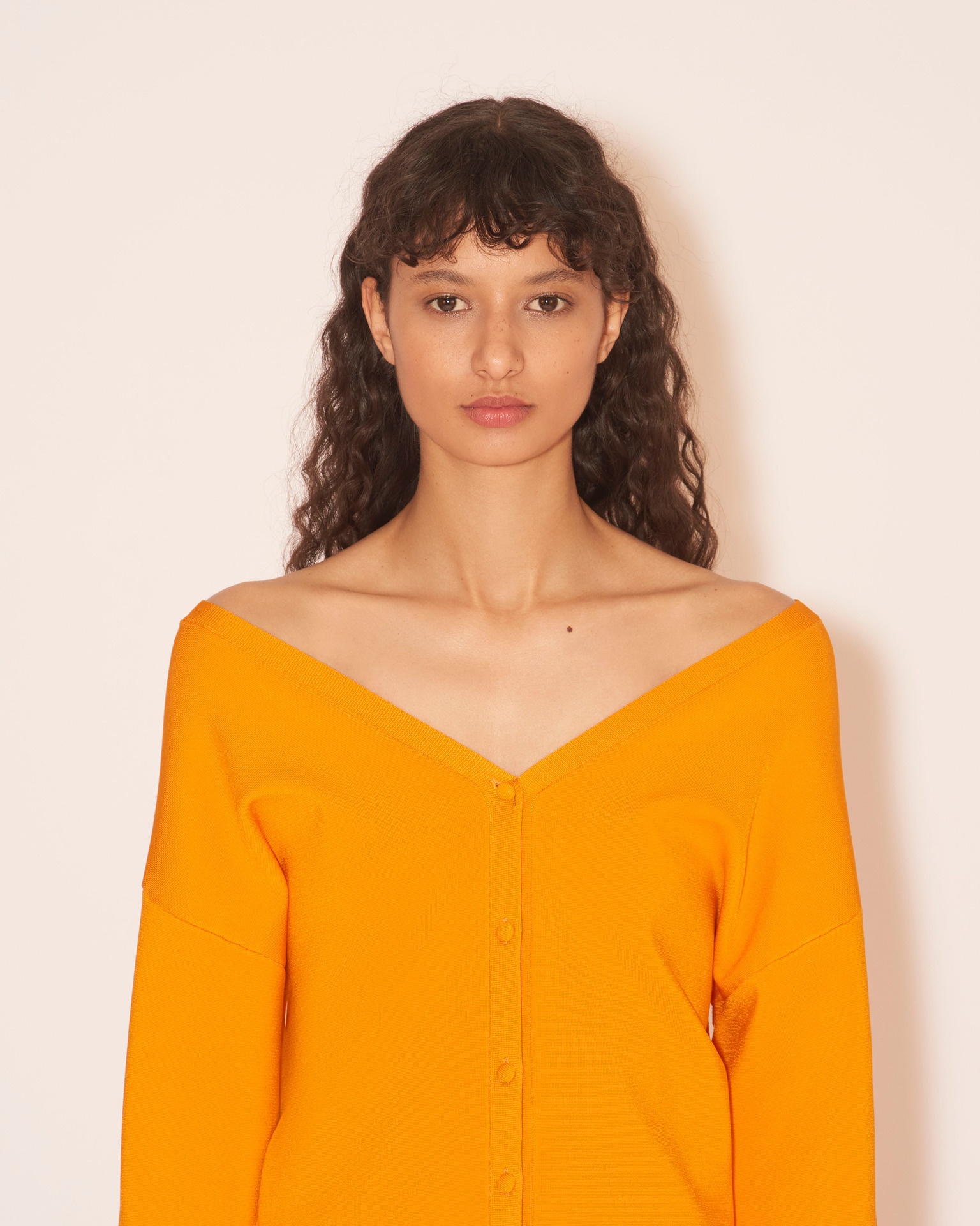 MARI - V-neck cardigan - Bright orange - 2