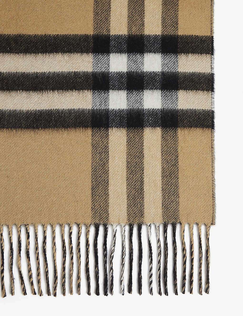 Giant check tasselled-trim cashmere scarf - 3
