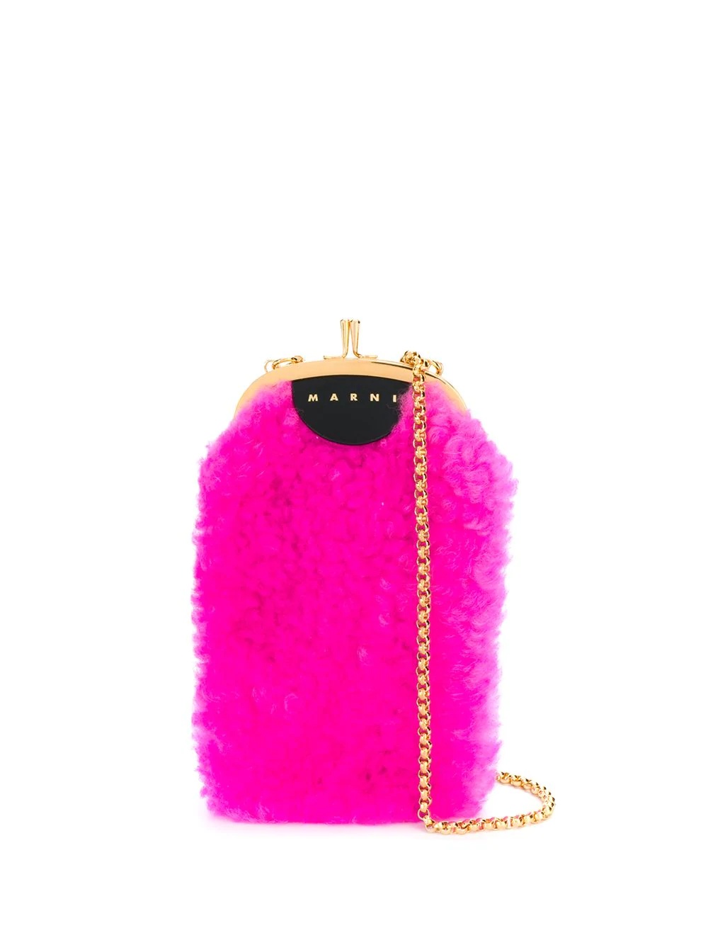 shearling crossbody phone holder - 1