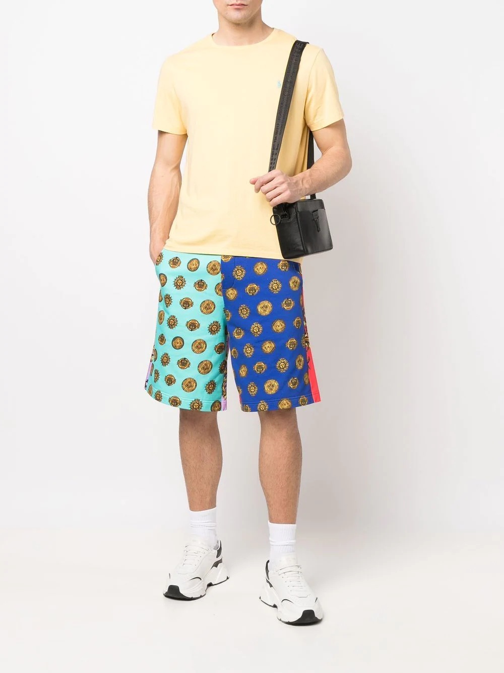 baroque-print colour-block shorts - 2