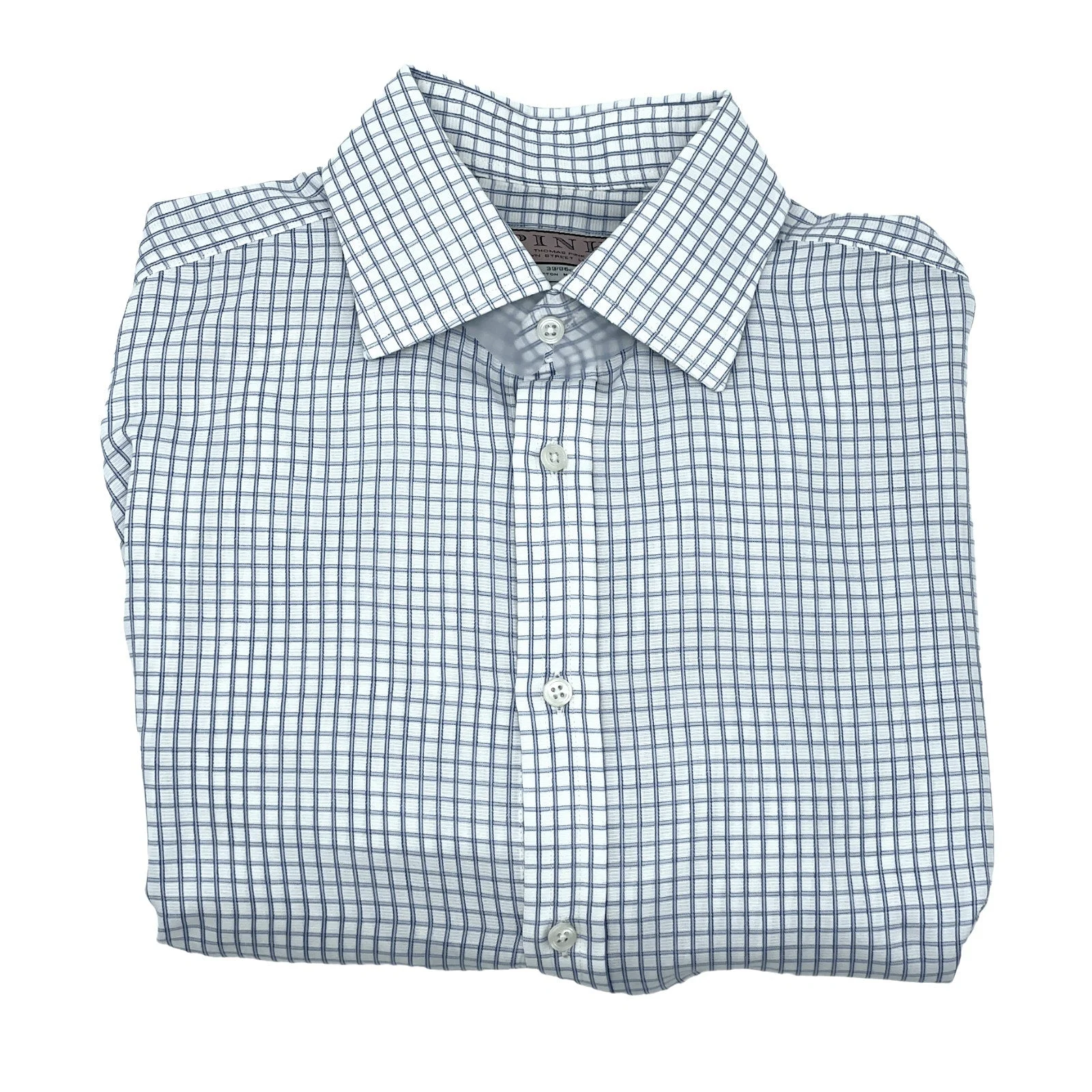 Thomas Pink Button Down Shirt - White/Blue Checked - 1