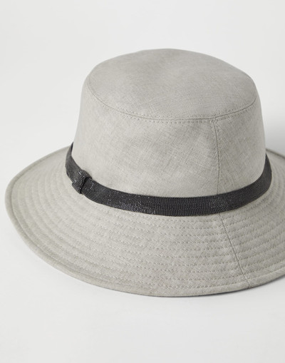 Brunello Cucinelli Délavé linen bucket hat with shiny band outlook
