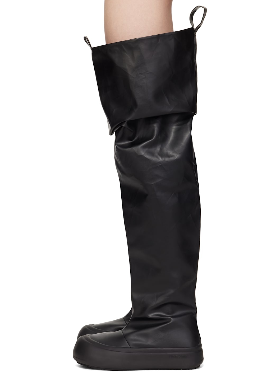 Black Thigh High Fisherman Boots - 3
