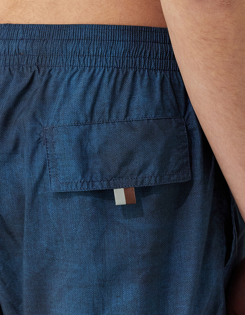 PRINTED FABRIC EFFECT BOXER SHORTS IN NAVY BLUE 4