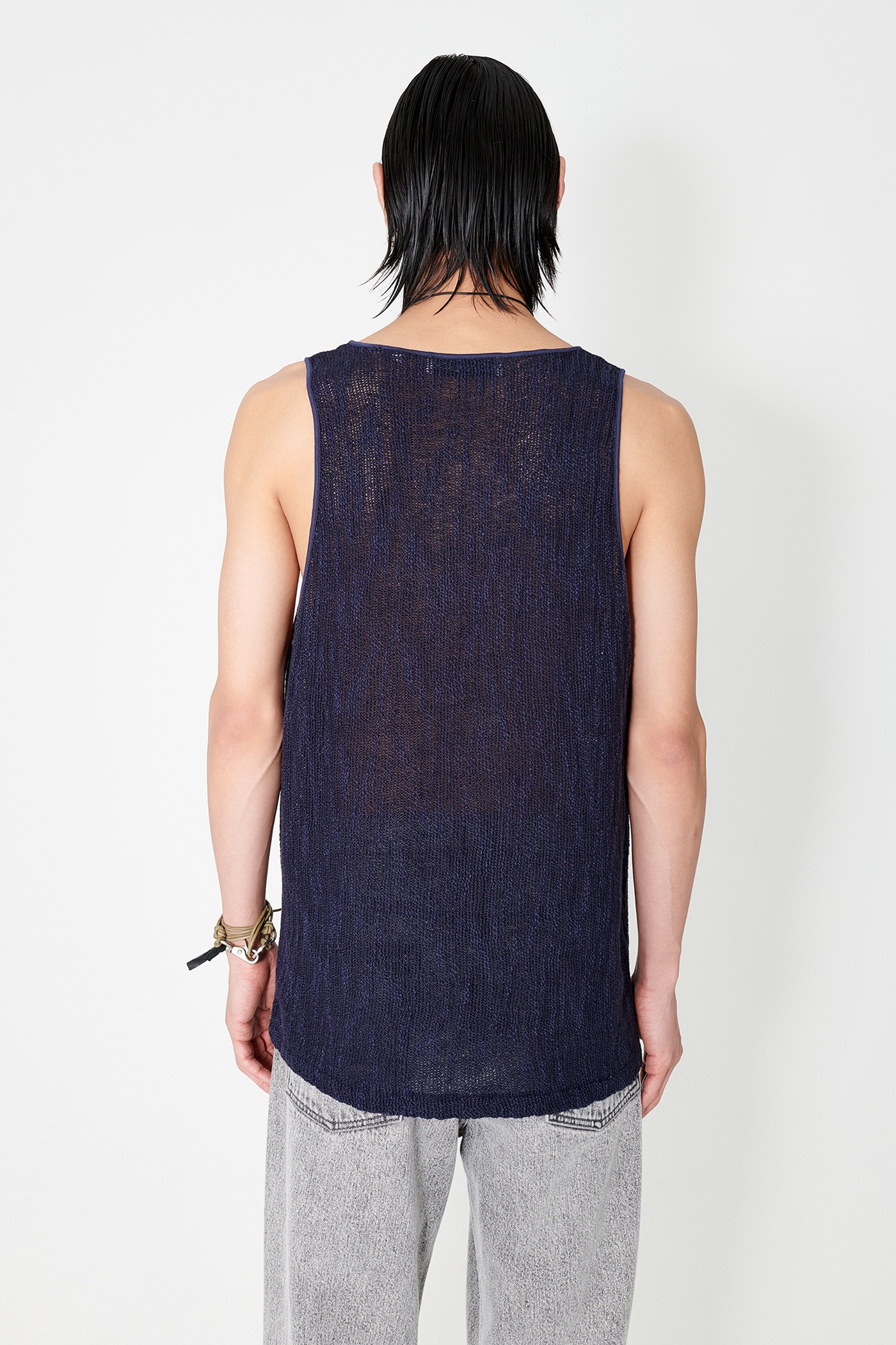 Singlet Navy Yawning Linen - 5