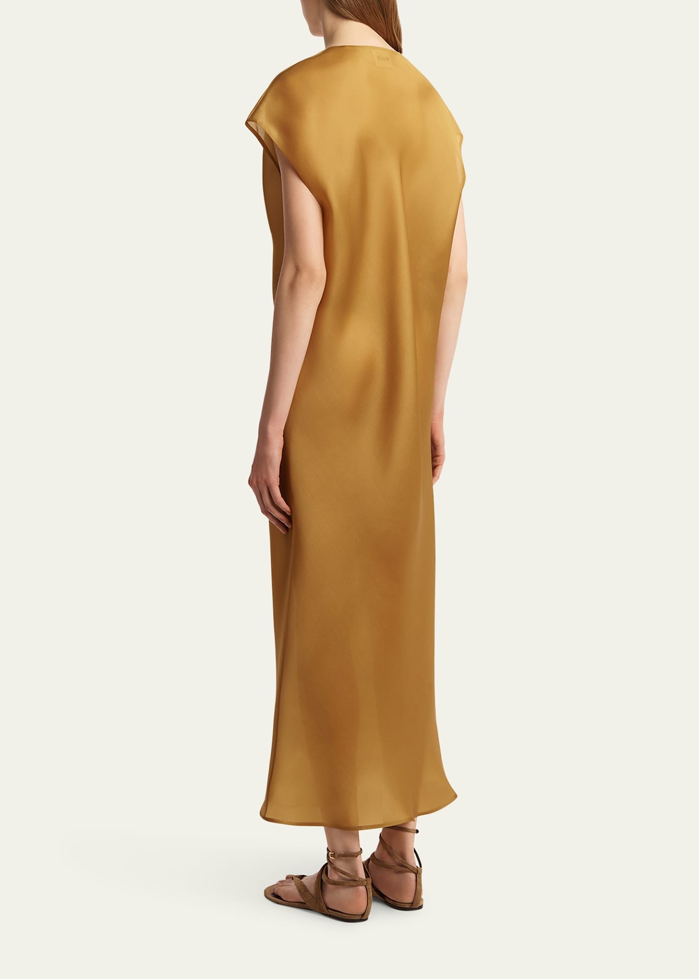 Darby Cap-Sleeve Bias Silk Maxi Dress - 3