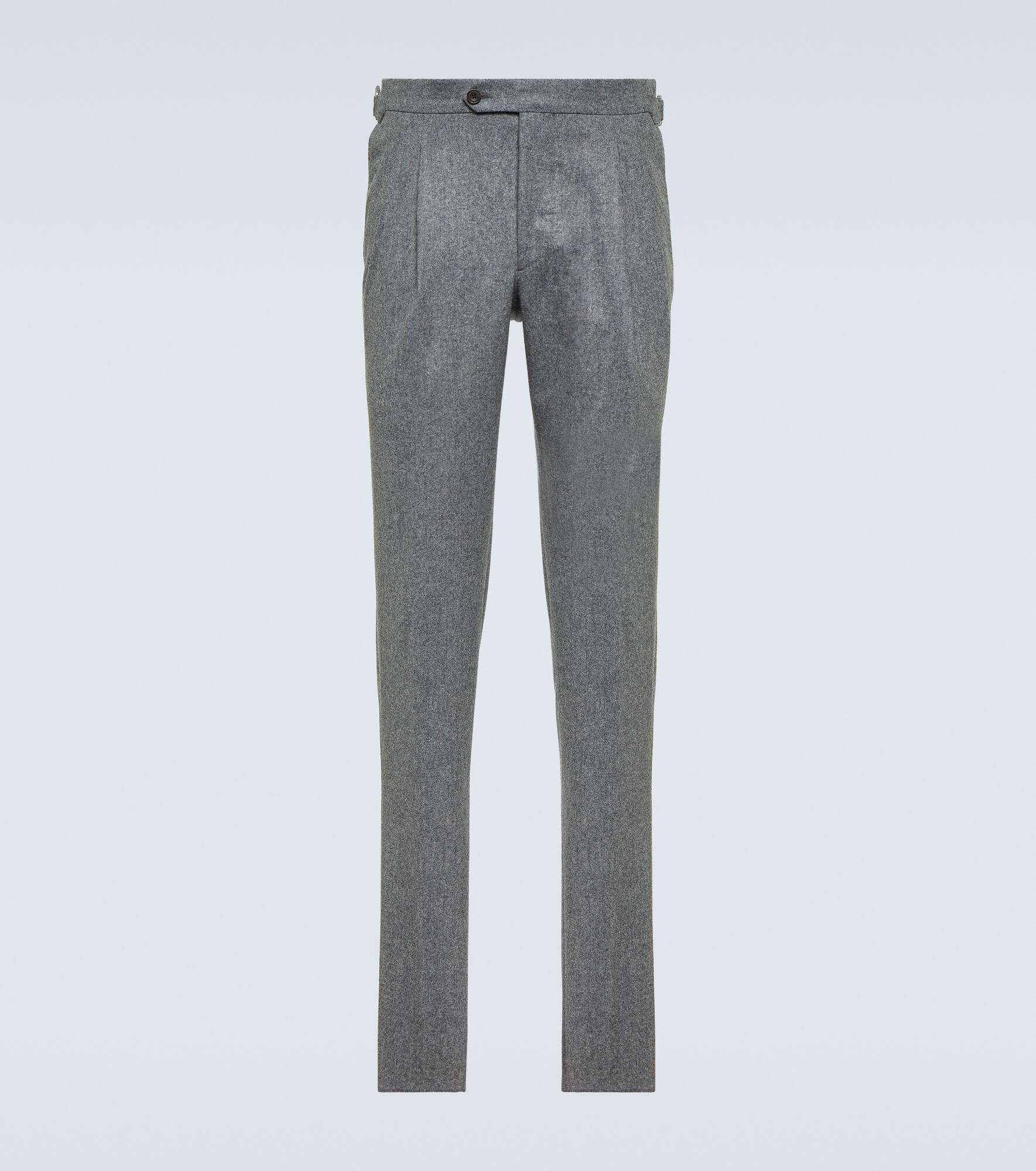 Wool flannel slim pants - 1