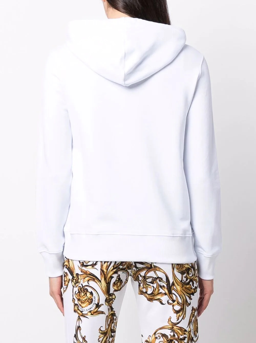 metallic logo print hoodie - 4