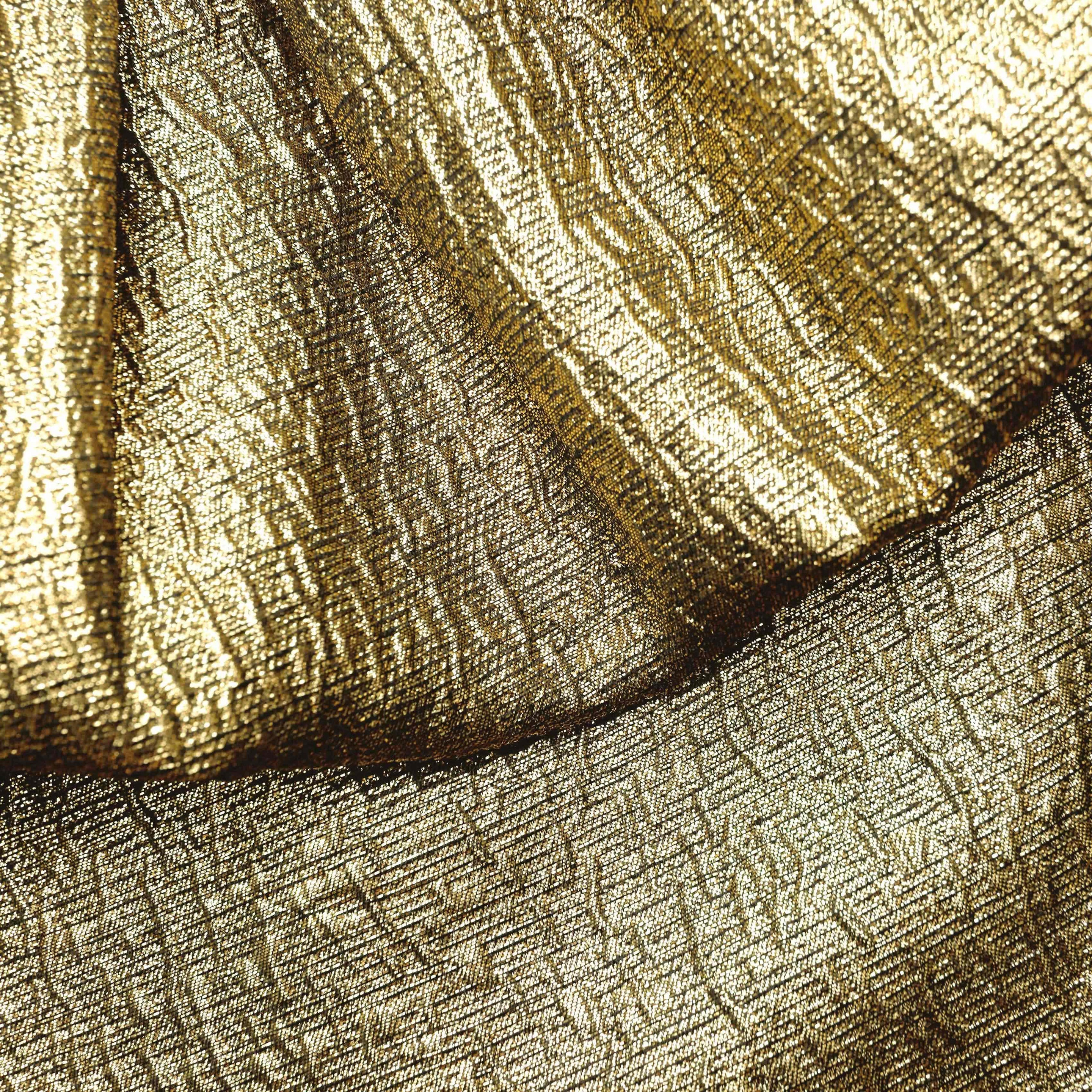 Gold Metallic Jacquard Midi Skirt - 5