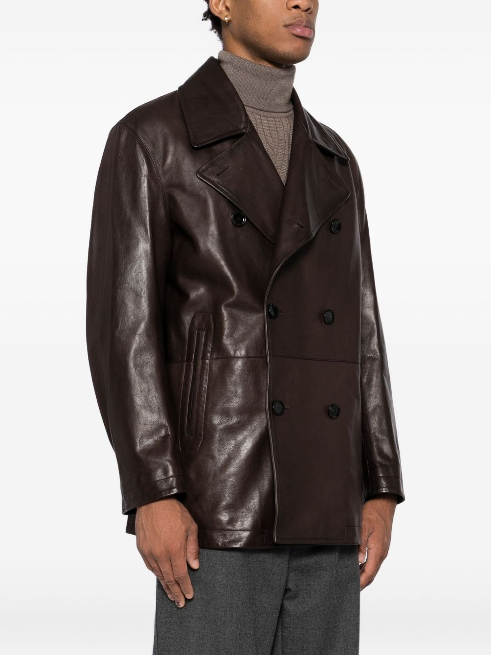DOUBLE-BREASTED LEATHER JACKET - 4
