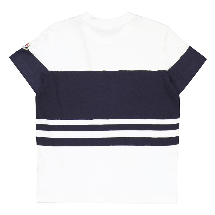 Moncler Logo-Print Striped Cotton T-Shirt, Size X-Small - 7