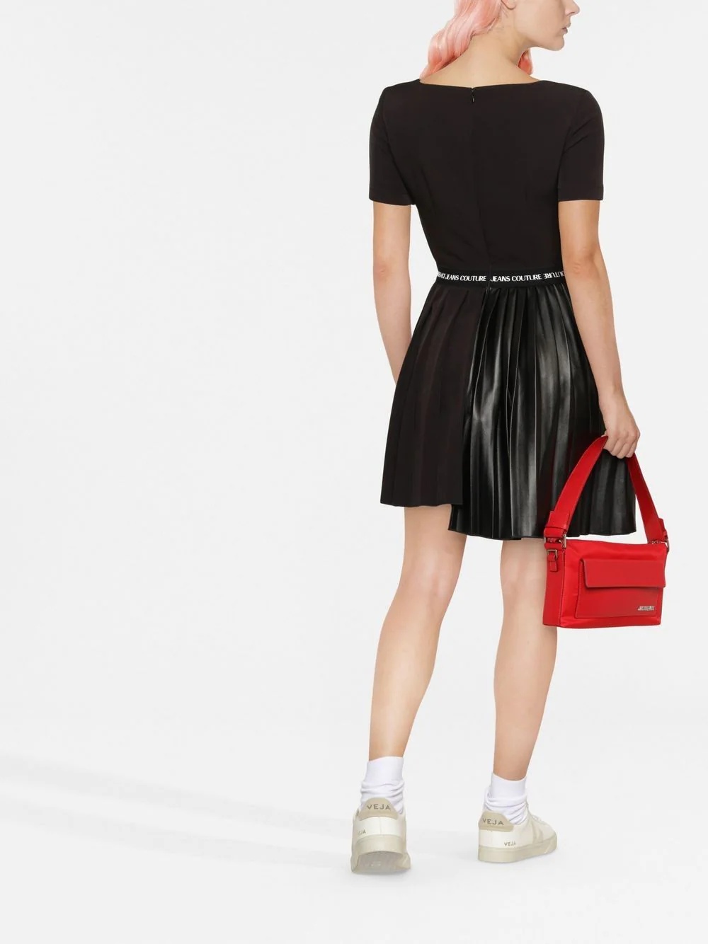 pleated asymmetric T-shirt dress - 3