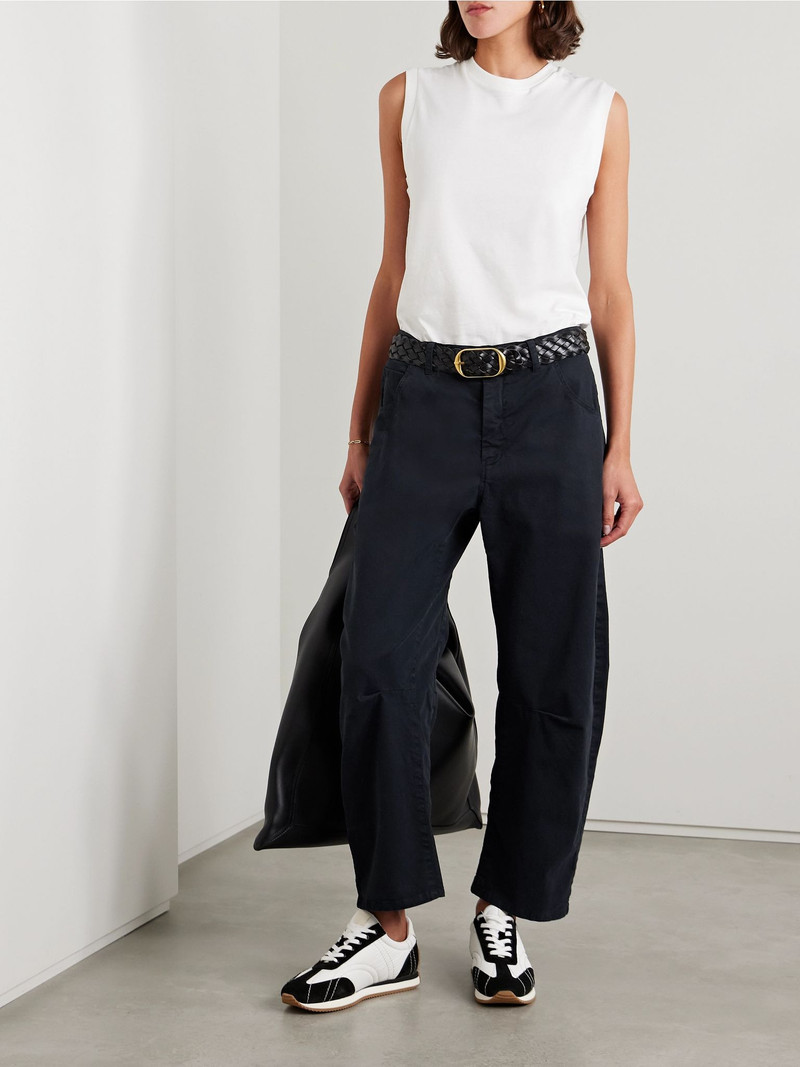 NILI LOTAN Emerson cotton-blend twill tapered pants Navy outlook