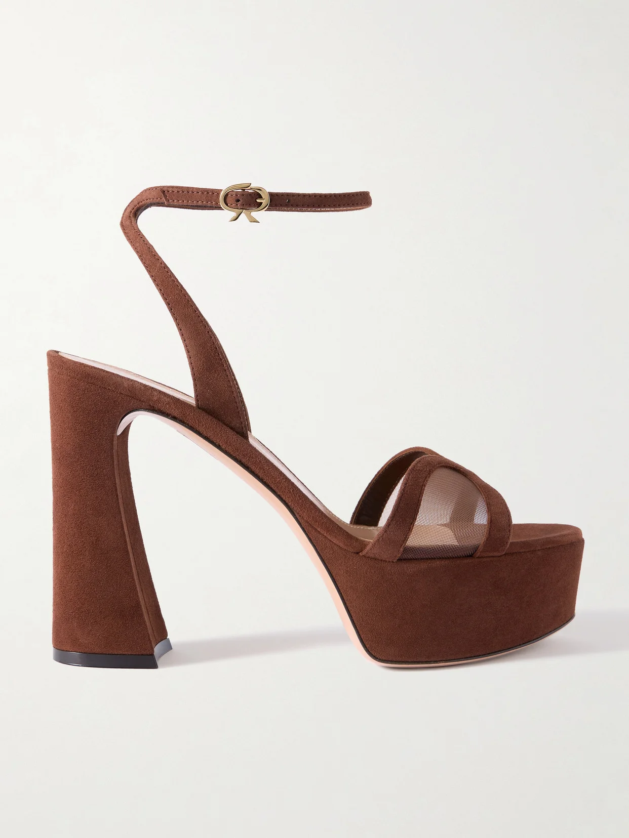 120 Mesh-paneled Suede Platform Sandals - 1