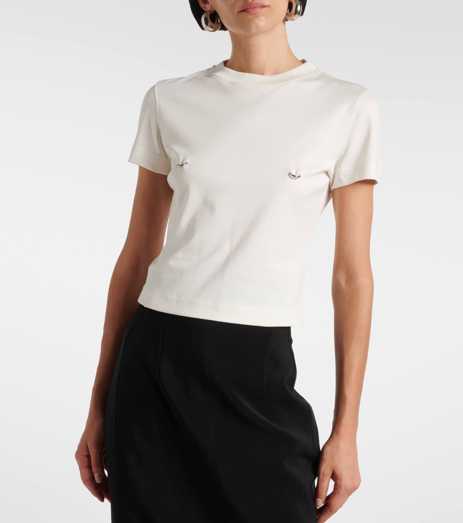 Embellished cotton jersey crop top - 4