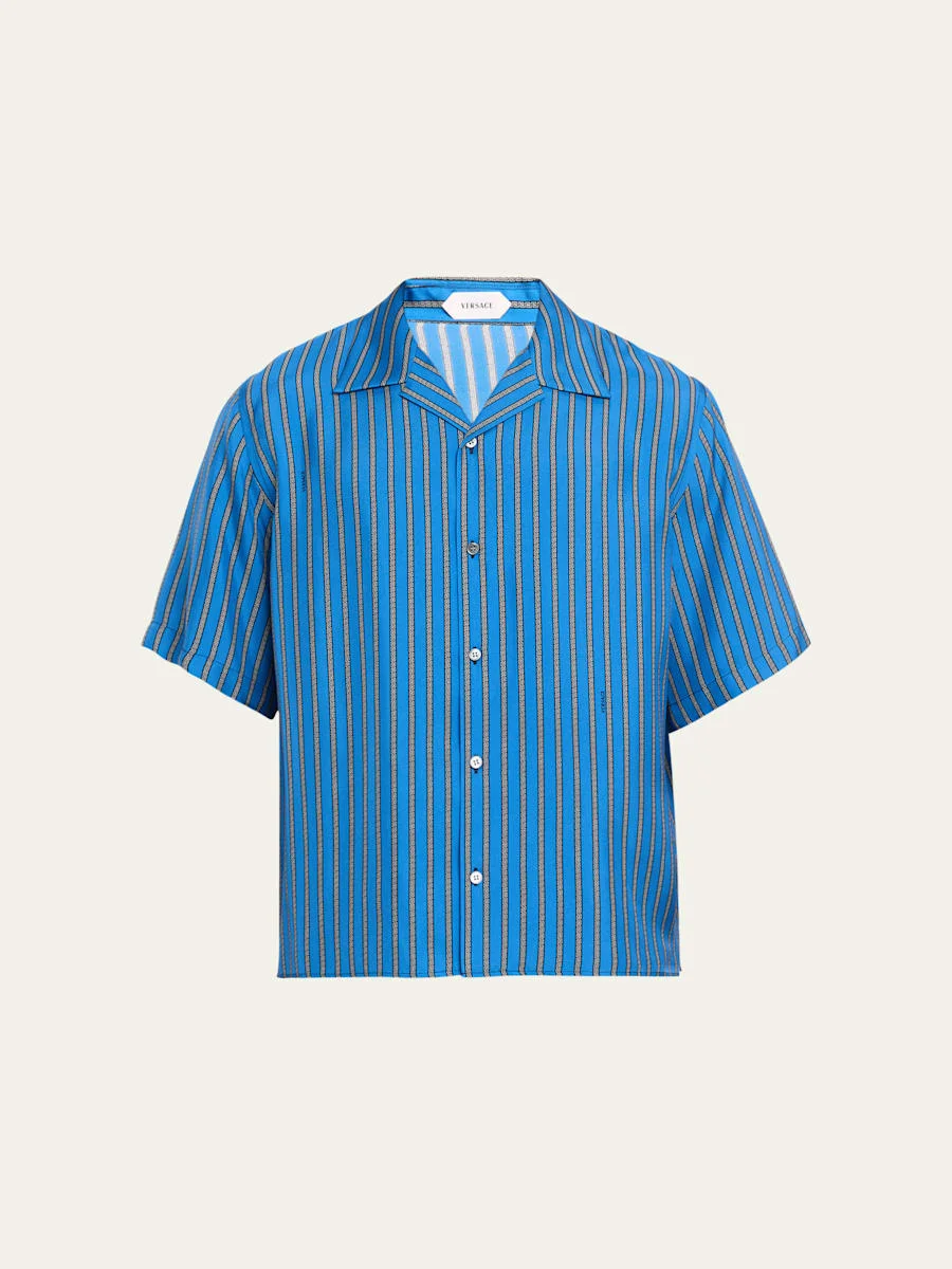 Men's Meandr Print Silk Camp Shirt - 1