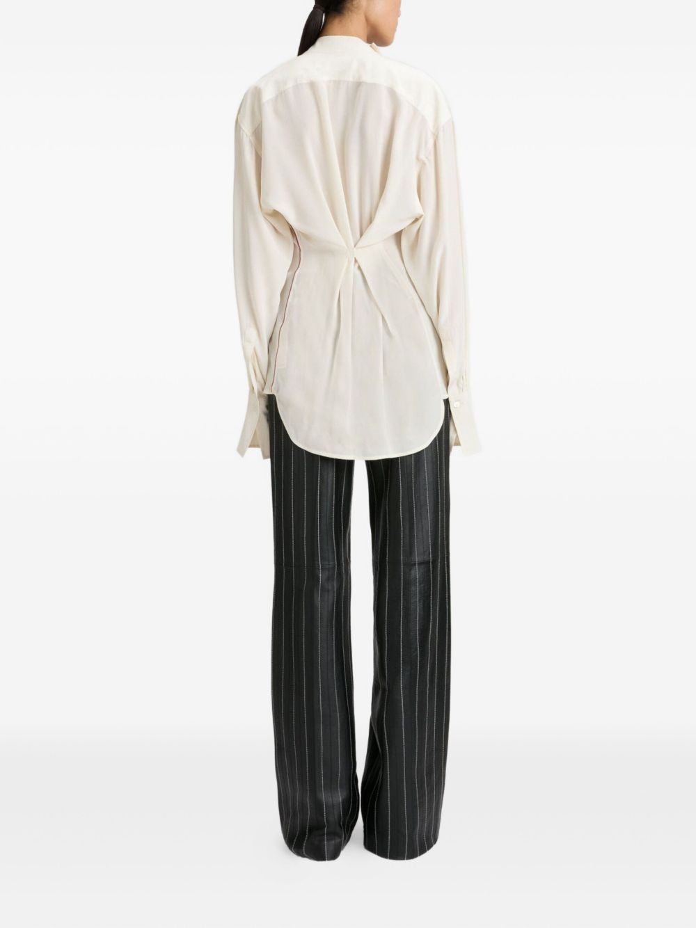 pinstripe leather trousers - 4