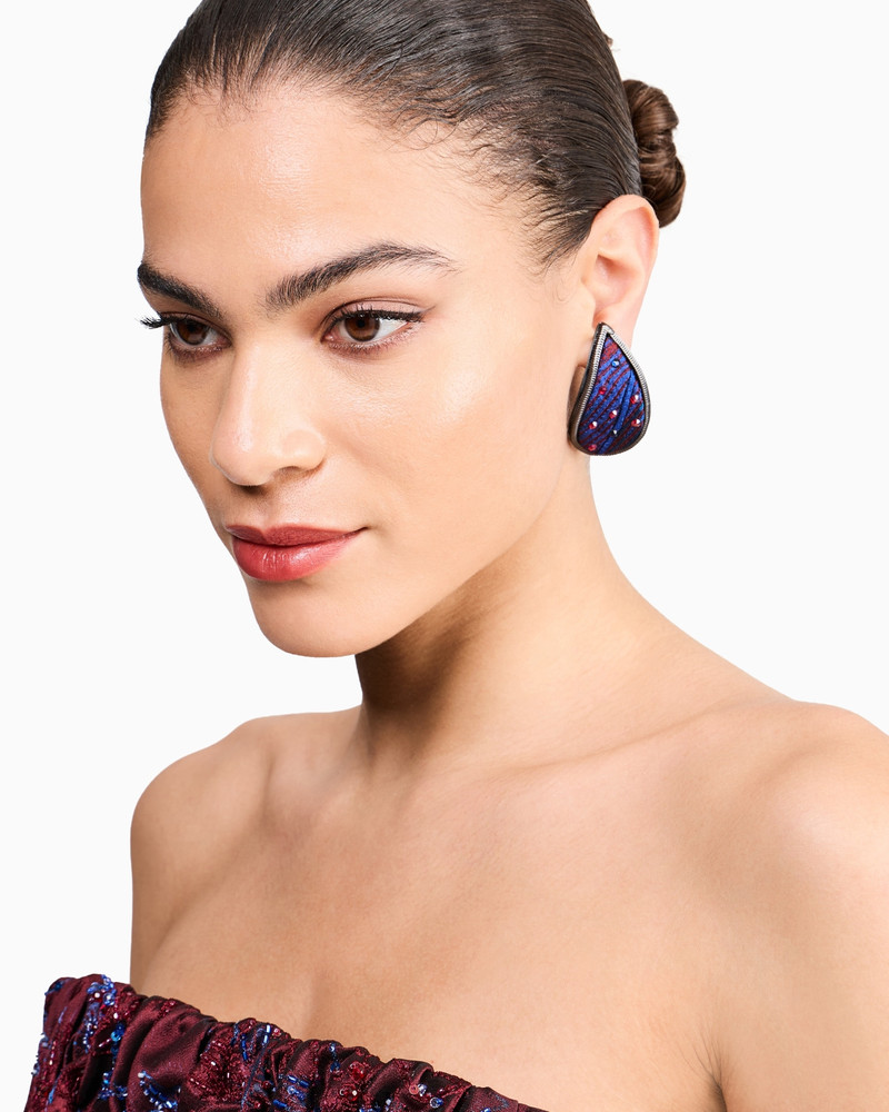 DROP EARRINGS COVERED IN FABRIC WITH CRYSTALS 3