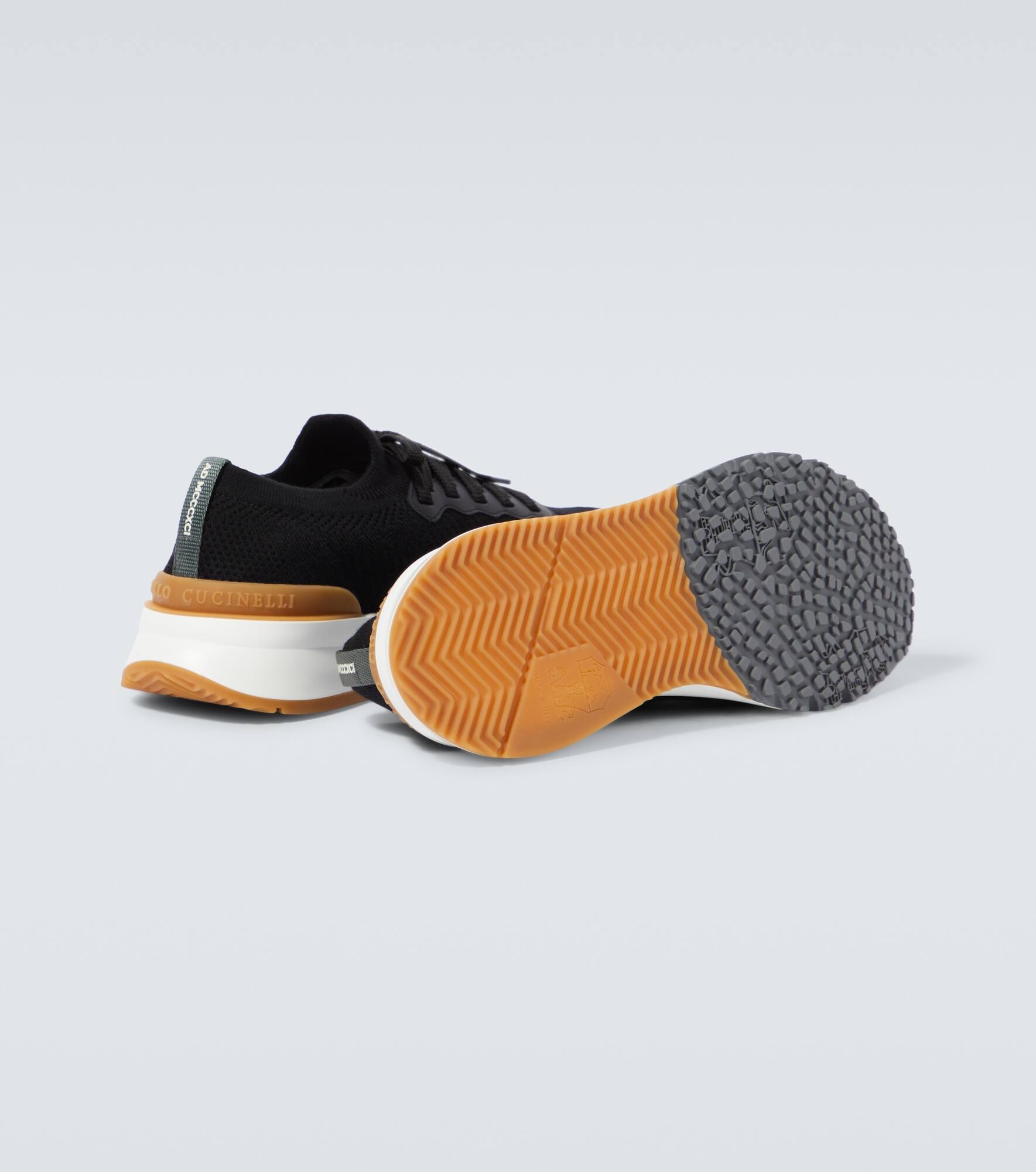 Leather-trimmed knit sneakers - 4