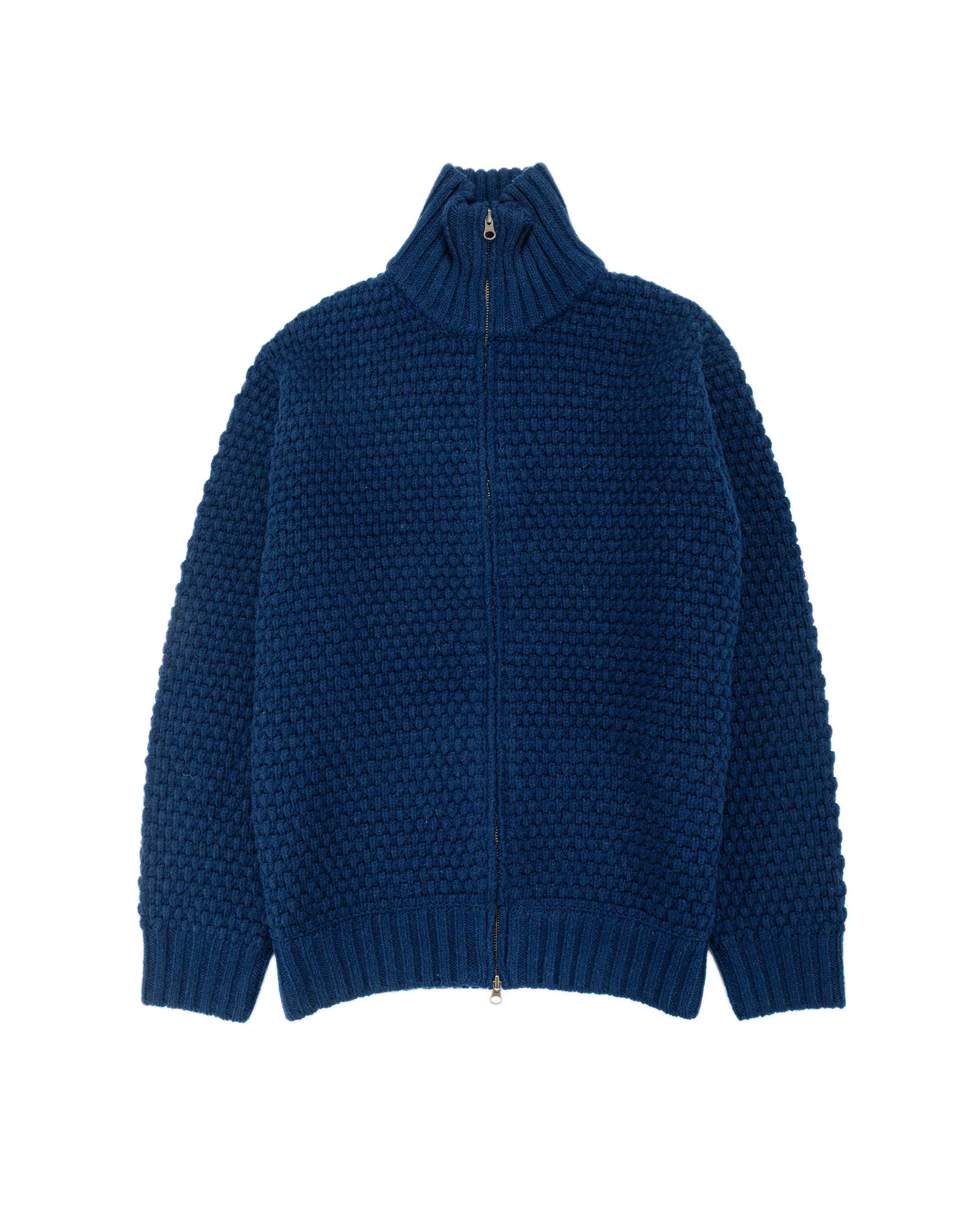 Full Zip Popcorn Pattern Navy - 1