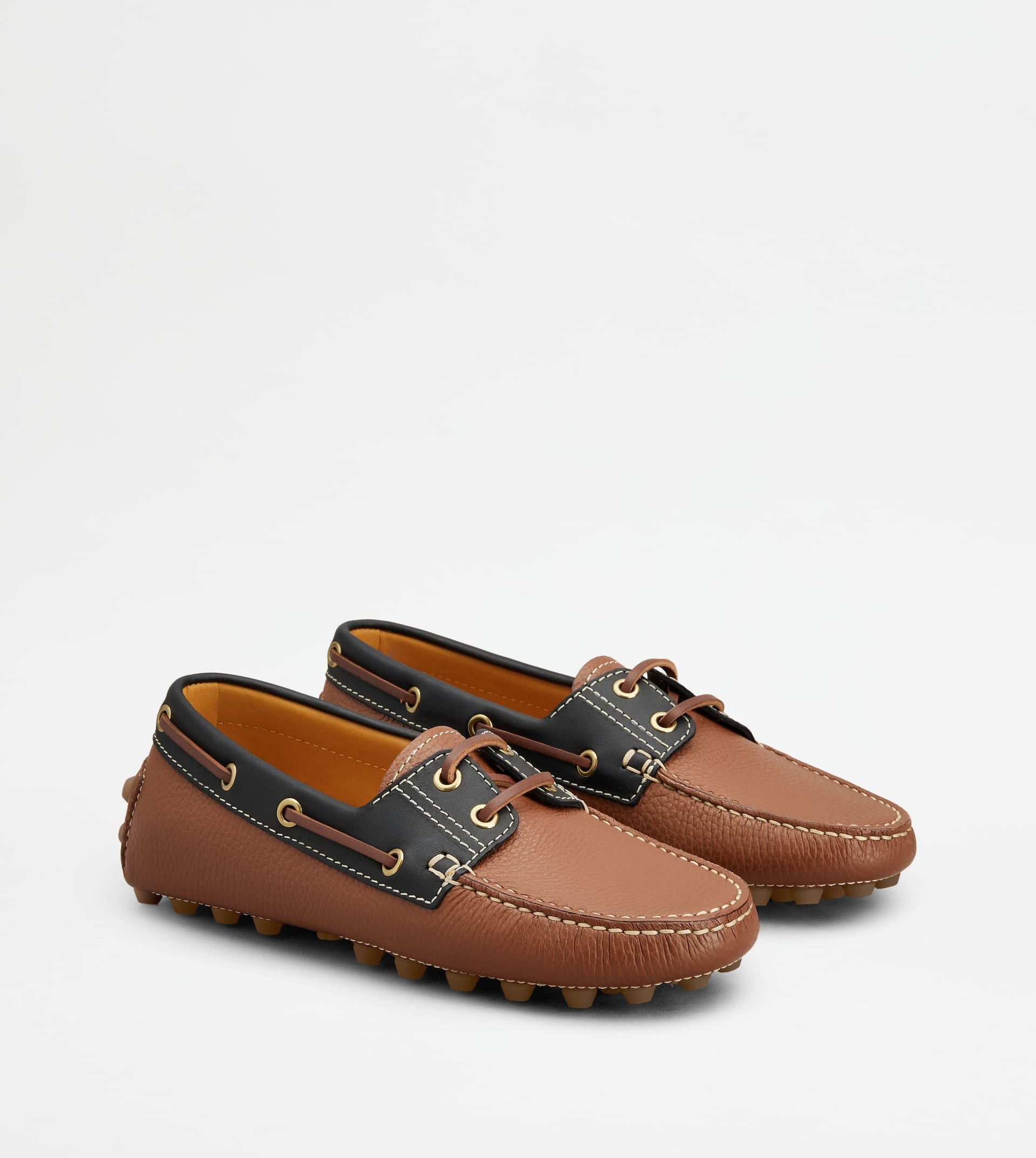 BOAT GOMMINO BUBBLE IN LEATHER - BROWN, BLACK - 3