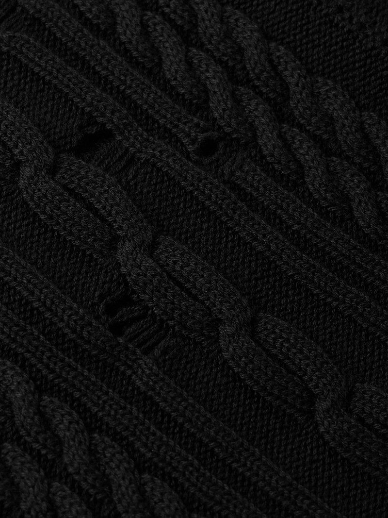 Distressed Cotton and Cashmere-Blend Cardigan Black 5
