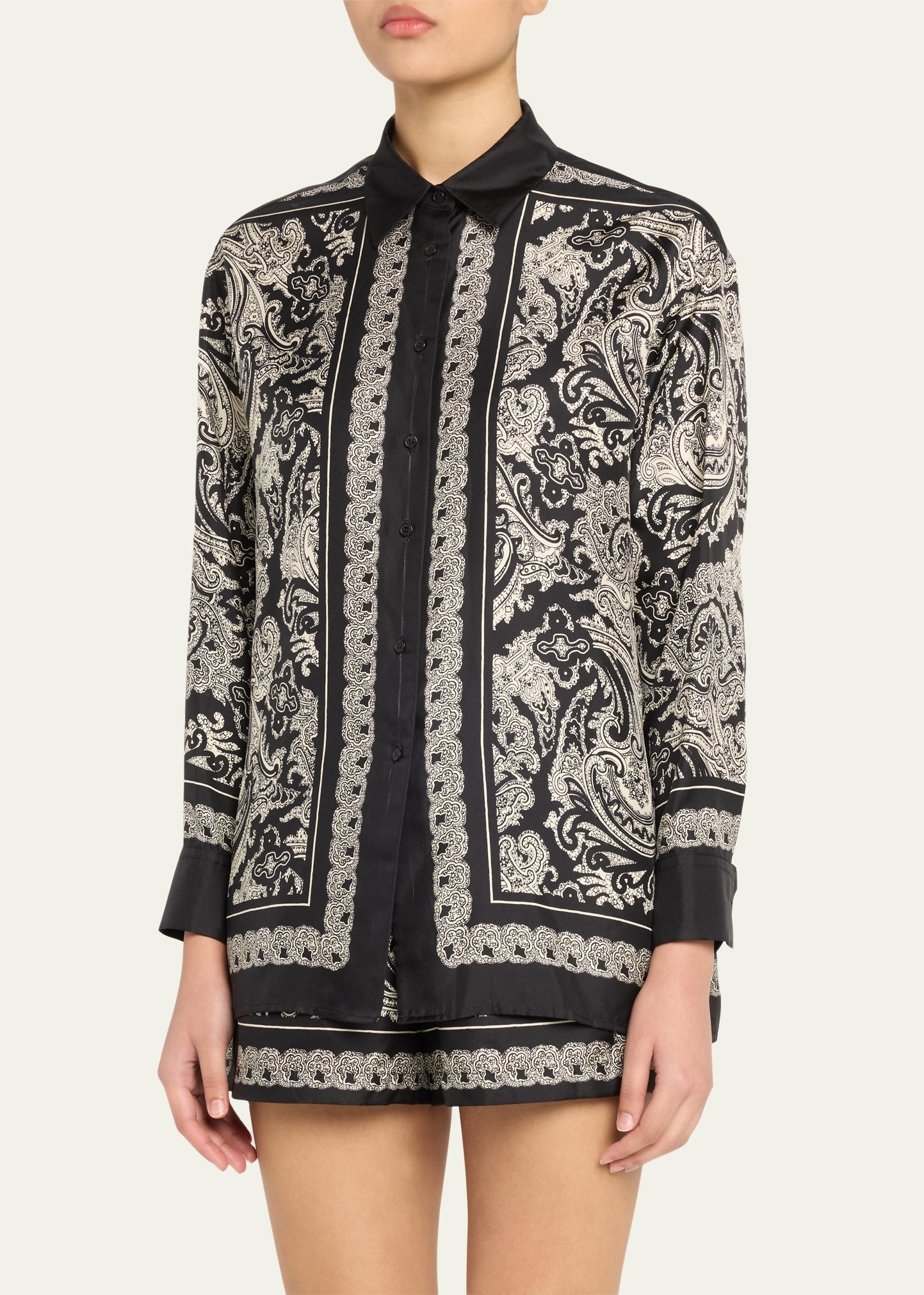 Alfie Paisley Printed Silk Blouse - 4
