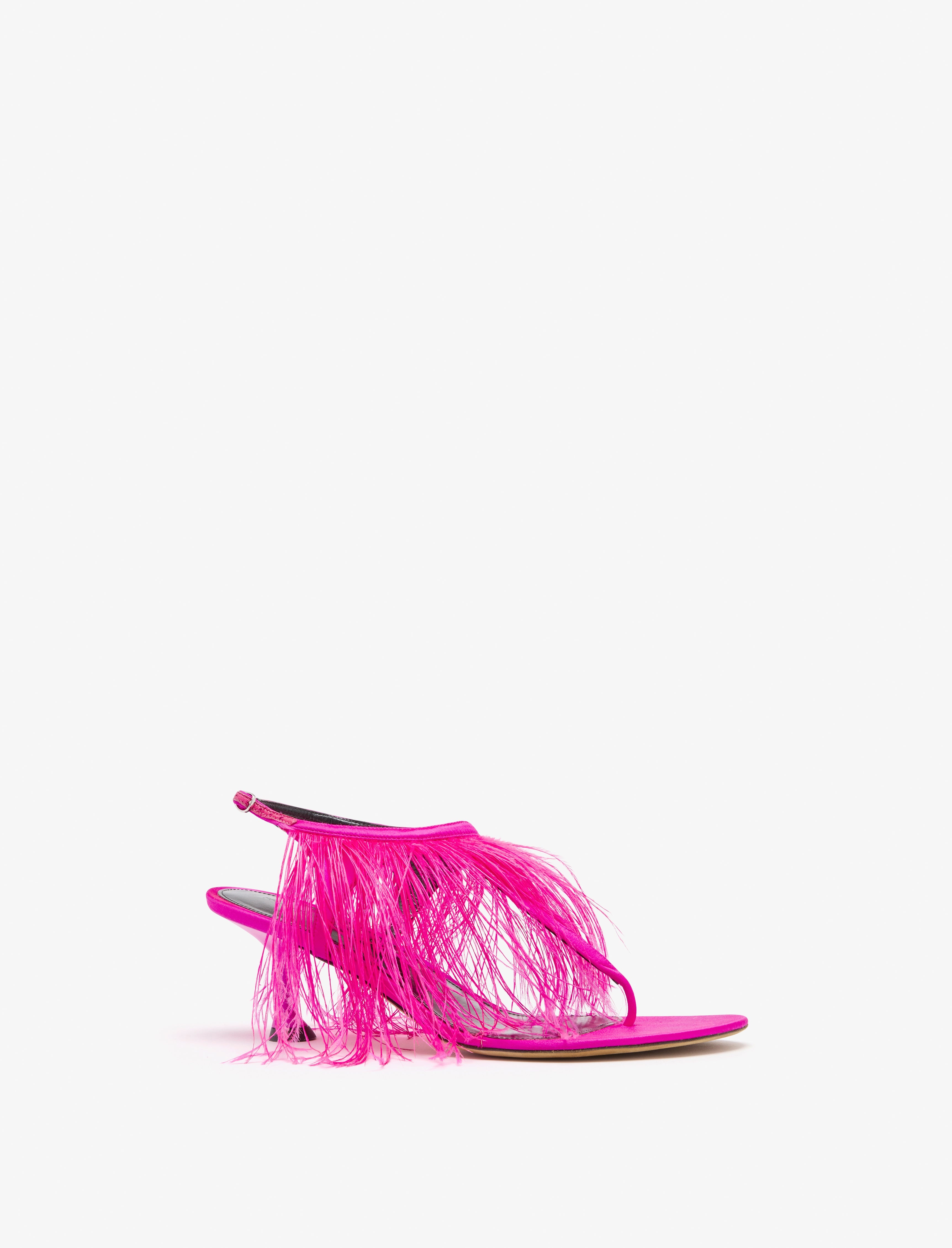 Tee Thong Feather Sandals in Satin - 2
