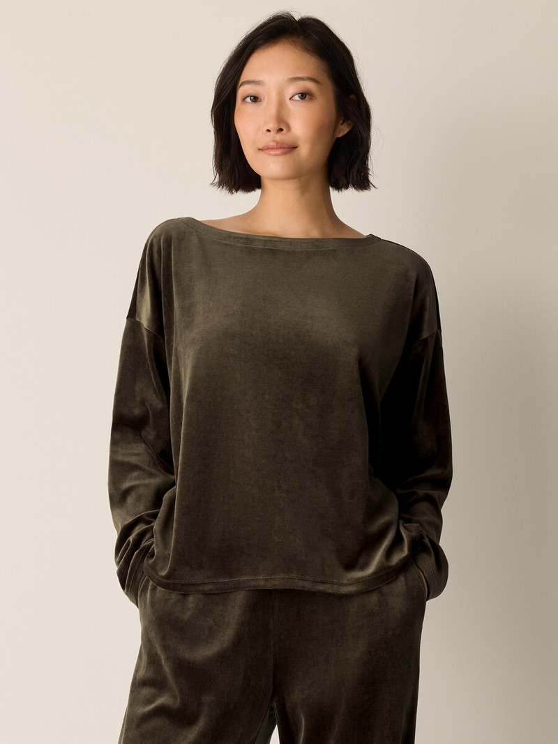 Cozy Velour Knit Bateau Neck Top 3