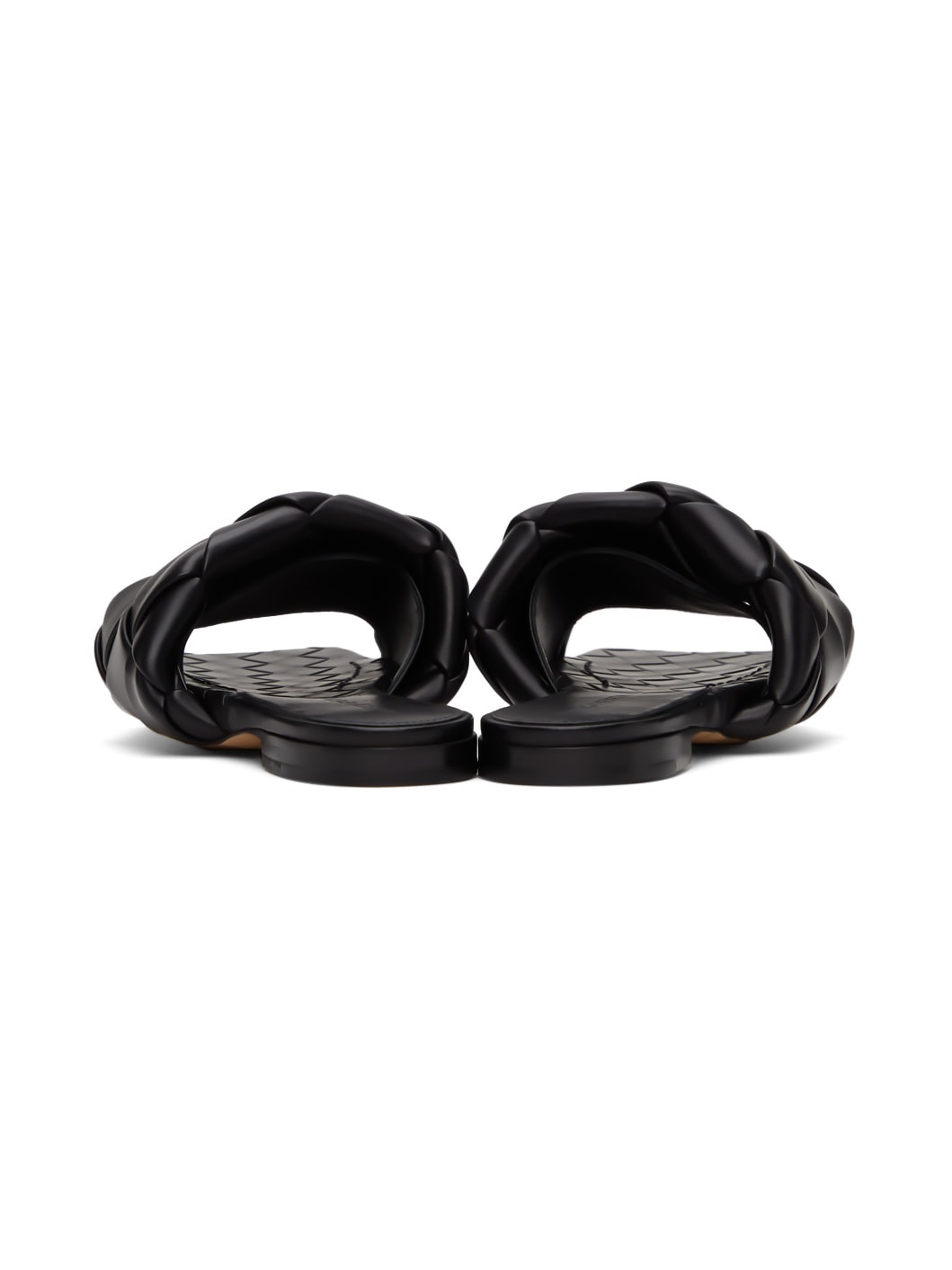 Black Intrecciato Lido Flat Sandals - 4