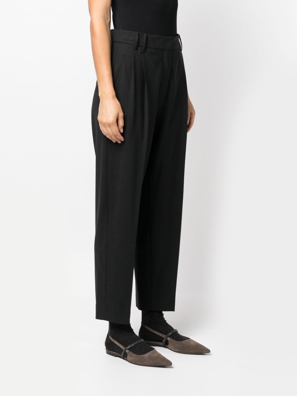cropped wool-blend trousers - 3