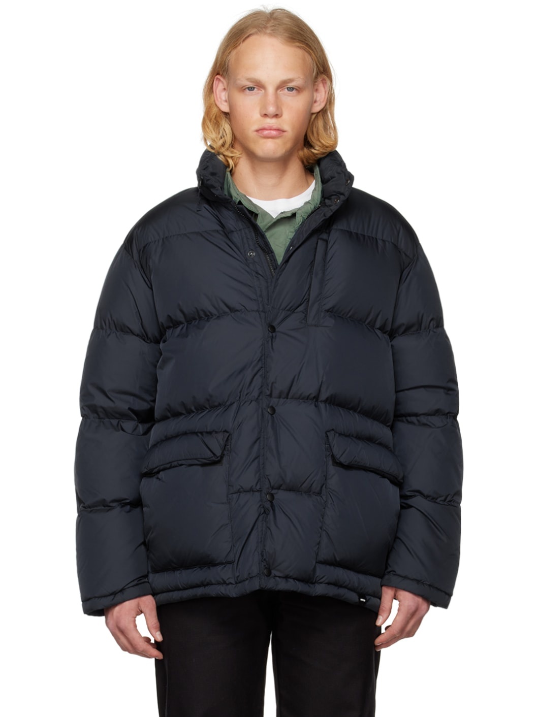 Navy Moschino Down Jacket - 1