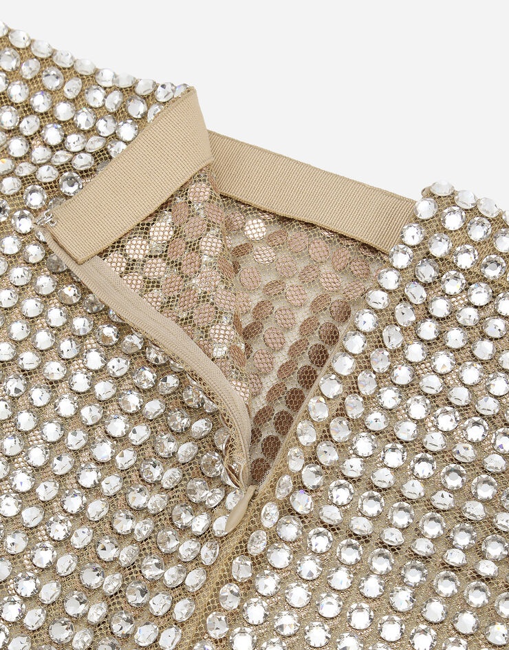 Tulle calf-length skirt with all-over fusible rhinestone embellishment - 9