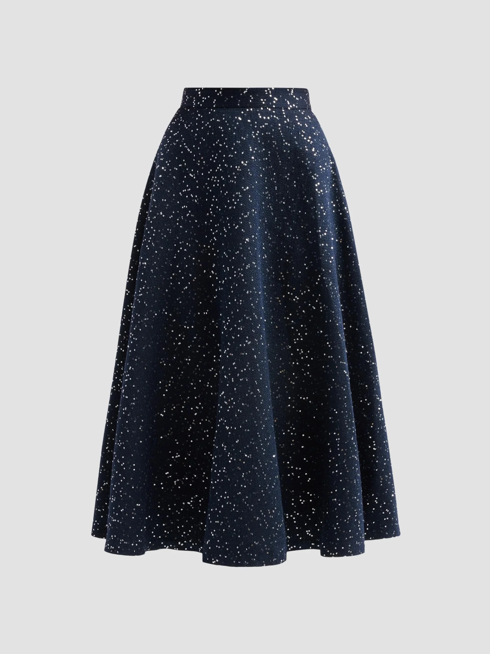 Women's Sequin Tweed A-Line Skirt - Navy - 1