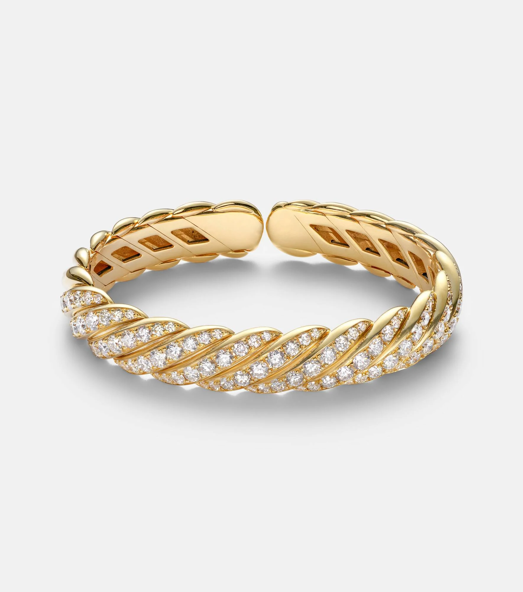 Sculpted Cable Flex 18kt gold bracelet with diamonds - 1