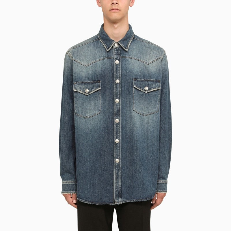 Burberry Blue Denim Shirt Men - 1