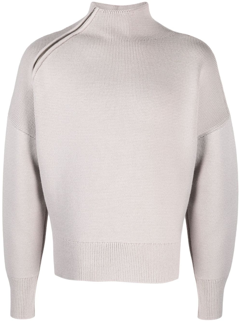 zip-detail funnel-neck jumper - 1