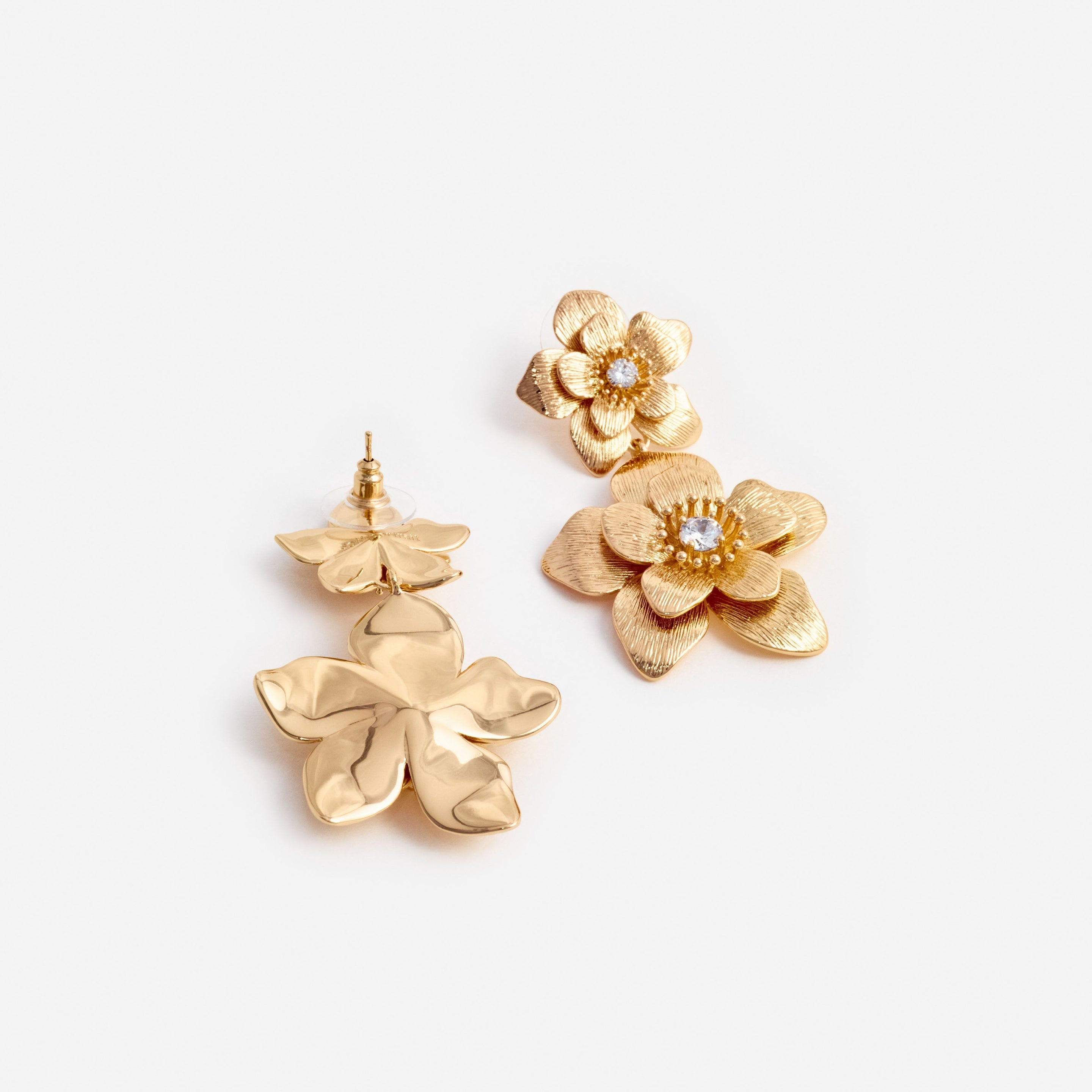 Gold Flower Tiered Earrings - 2